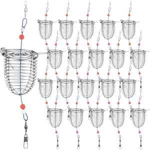20 Pcs Carp Fishing Bait Trap Cage Bulk Stainless Steel Feeder Basket Holder Coarse Lure Trap Catfish Carp Fishing Accessories