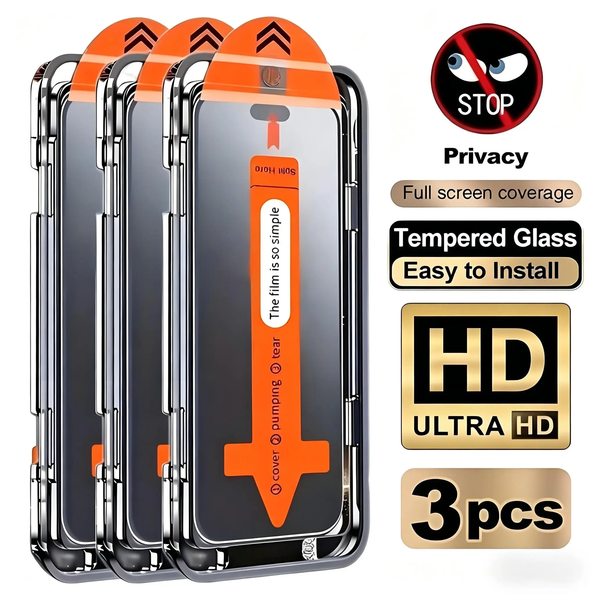3-Pack Privacy Tempered Glass Screen Protector for iPhone 17 Pro MaxiPhone17pro/iPhone17, 9h+ Hardness, Anti-Scratch, Easy Installation, Phone Accessories