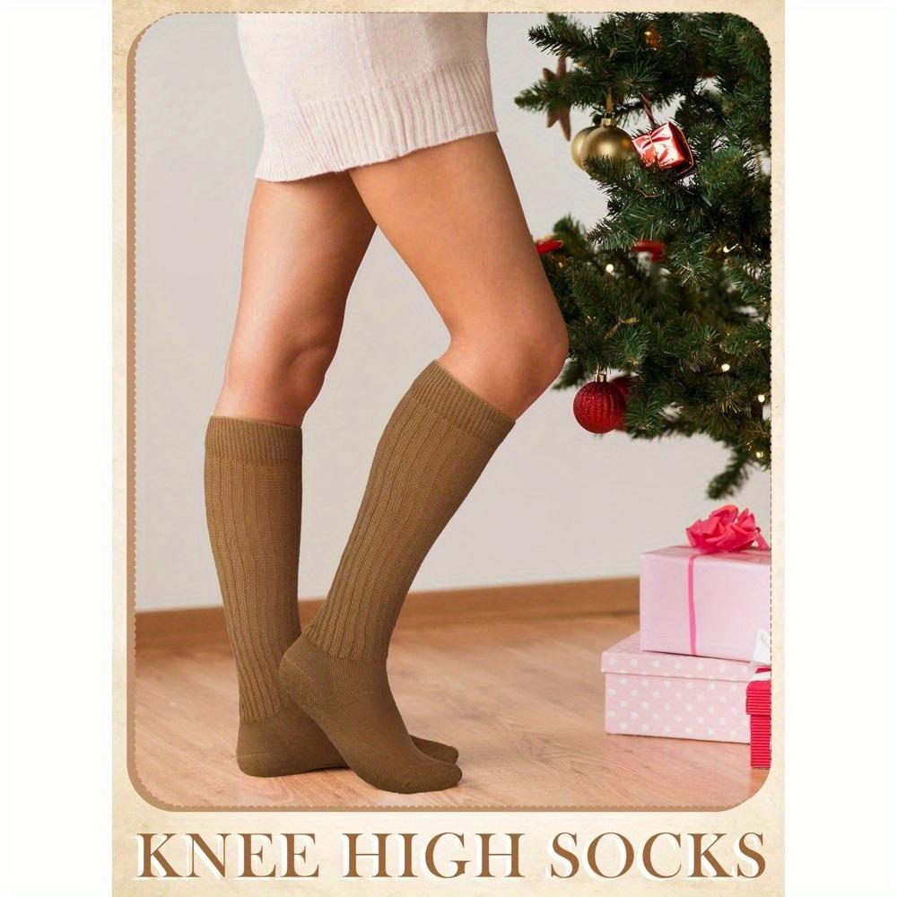 4 Pairs Ultra-Soft, Thick, and Trendy Solid Slouch Socks - Cozy Polyester Knit Fabric, Machine Washable, Perfect for Fall and Winter Menswear Beige