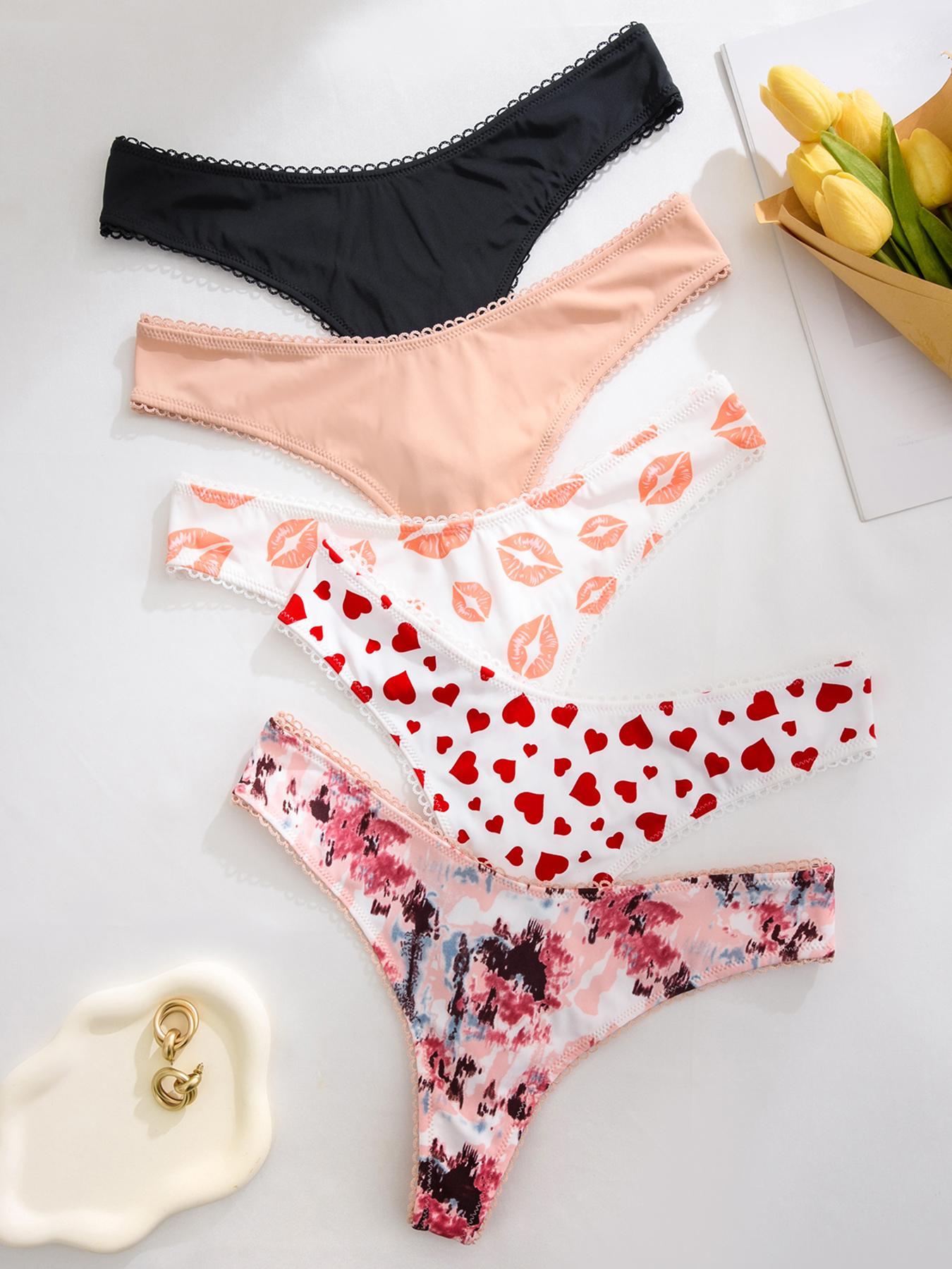 Women's All Over Print Thong, Soft Comfy Breathable Knicker for Daily Wear, Underwear for All Seasons, Fashion Comfy Underwear