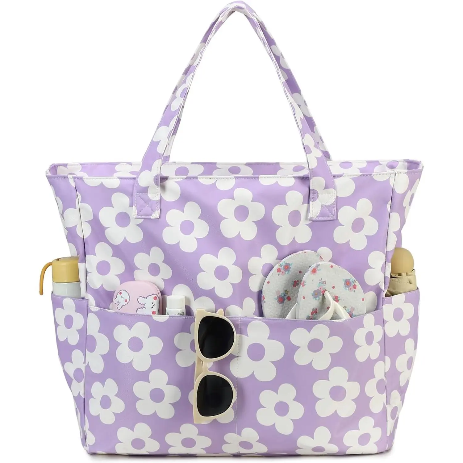 Waterproof Beach Tote Pool Bags for Women Ladies Extra Large Carry On Bag With Wet Compartment for Weekender Travel