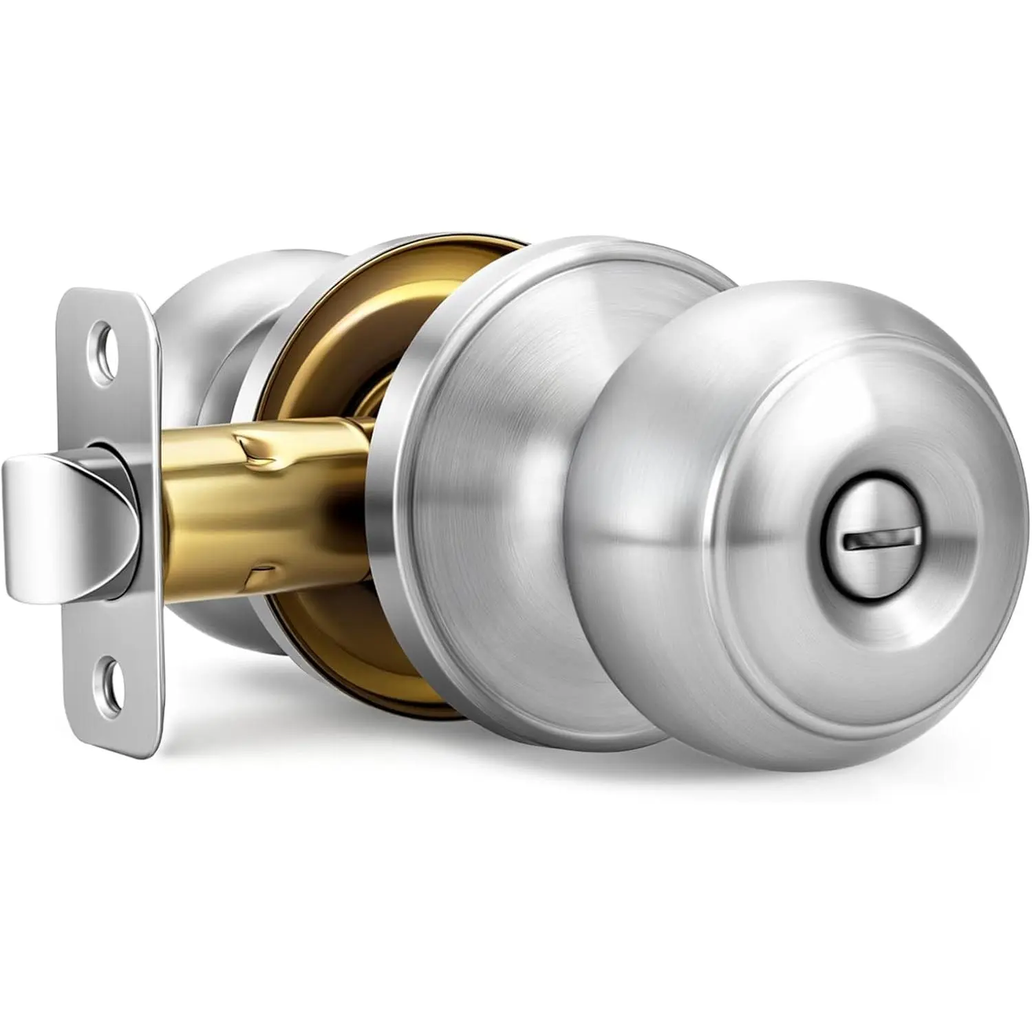 Brushed Nickel Door Knobs, 1 Pack  Door Knobs Interior Door Knobs for Bedroom/Bathroom Keyless Doorknobs Interior/Exterior Lockset, Brushed Nickel Modern Design Door Hardware
