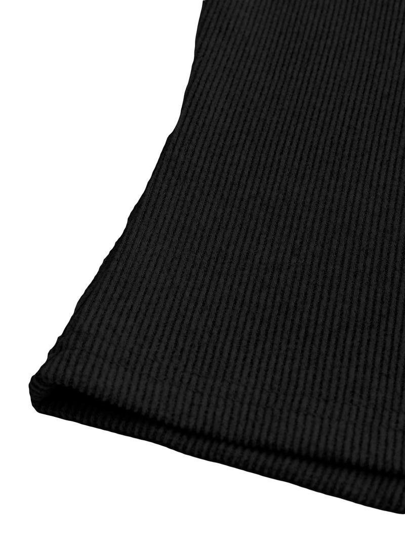 Women's Solid Button Front Ribbed Tee, Casual Long Sleeve Round Neck T-shirt Button Down Front for Spring & Fall, Ladies Clothes for Daily Wear