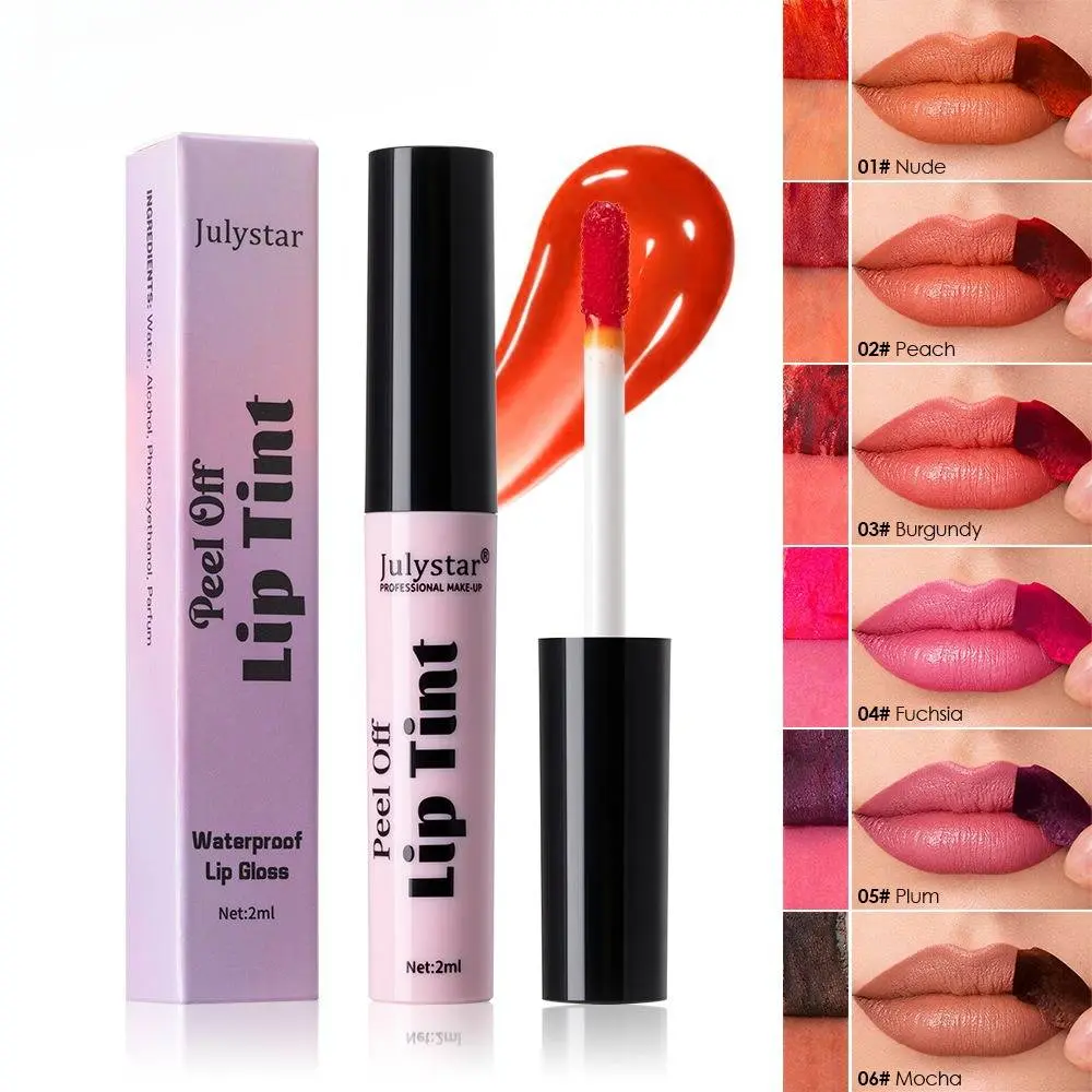 6 Colors Peel Off Lip Tint Waterproof Long Lasting Peelable Lip Gloss Easy Tear Off Lip Color Matte Lip Stain Daily Lip Makeup Tinted Lip