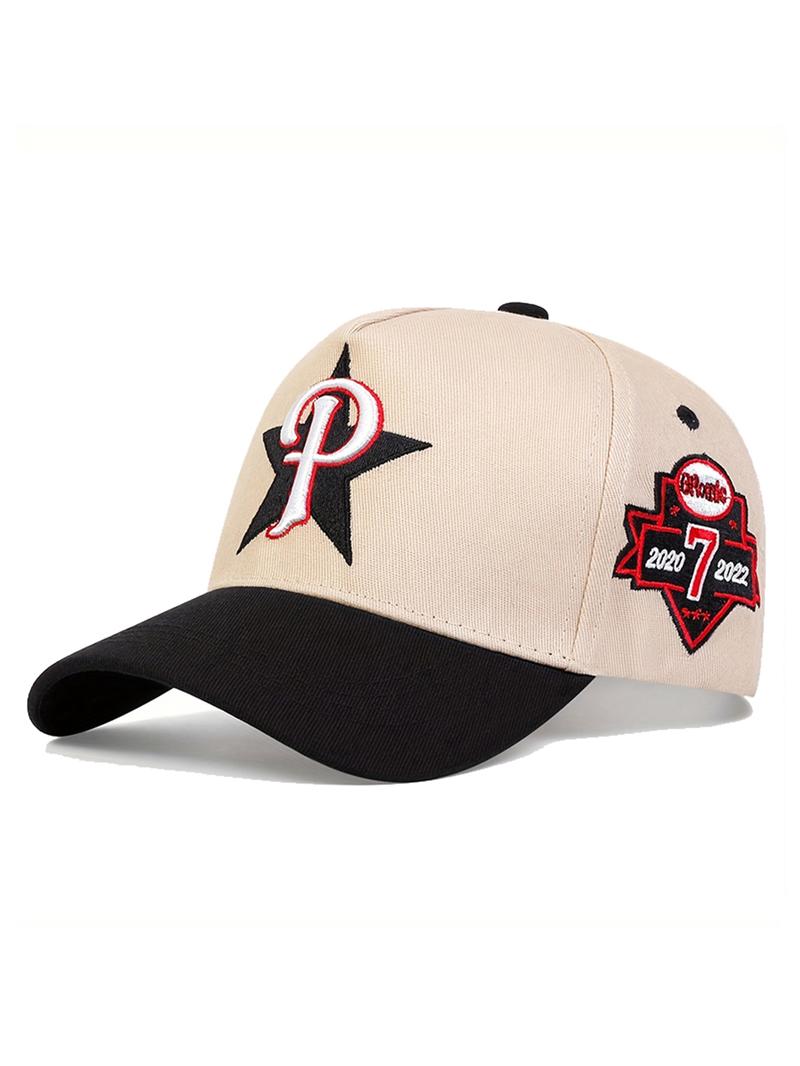 Five-pointed Star & Letter Embroidering Baseball Cap, Outdoor Sun Protection Hat, Adjustable Casual Trucker Hat for Men & Women, Fashion Accessories for Daily Wear