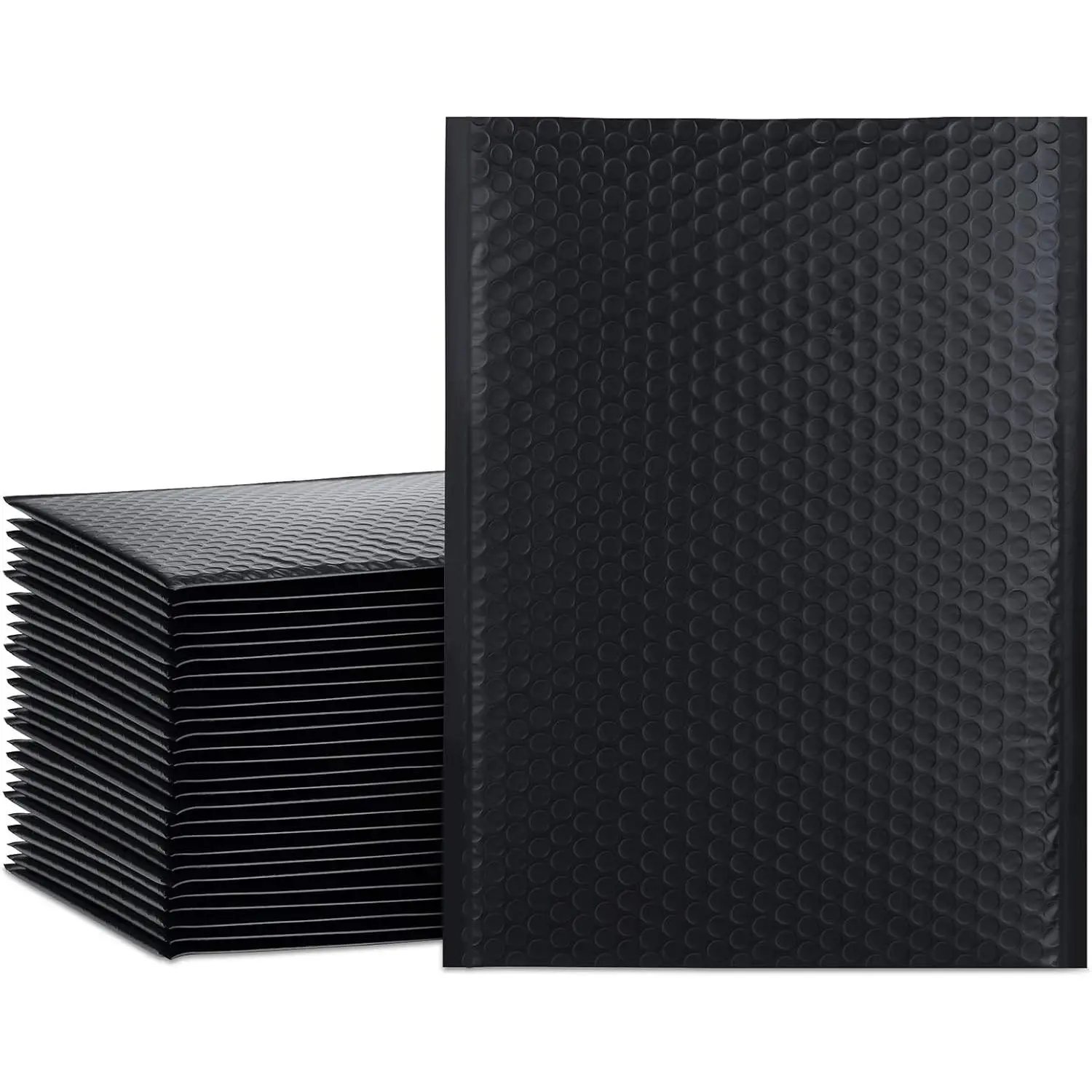 Black Poly Padded Bubble Mailers, 10.5x16 in Large #5 Self-Seal Adhesive Envelopes (25 Pack) - Waterproof, Opaque Postal Shipping Bags for Coat Rack & Indoor Furniture Components