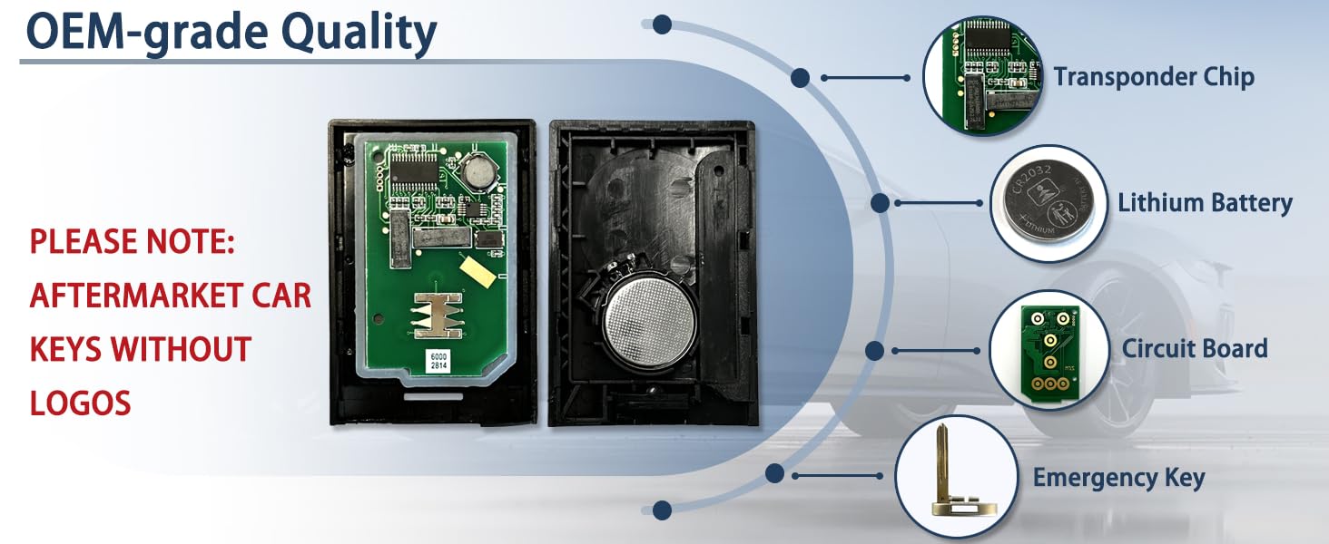 Smart Fob Replacement Fit for Cadillac SRX 2010-2015/ATS/XTS 2013-2014/ELR 2014-2015 22865375 20984227 13502537 NBG009768T 5-Button Remote with Keyless Entry & Remote Start