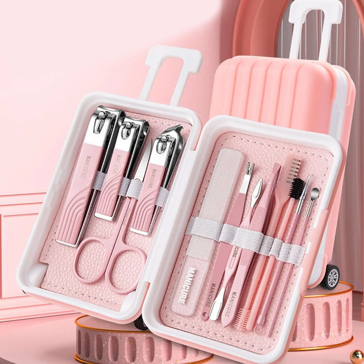 【Clearance Sale | Limited Quantities Available】12-in-1 Professional Stainless Steel Nail Care Salon Multi-Tool Kit, Travel Grooming Manicure & Pedicure Kit with Storage Organizer Box, Foot Kit Nail Kit Set Handy Nail Art