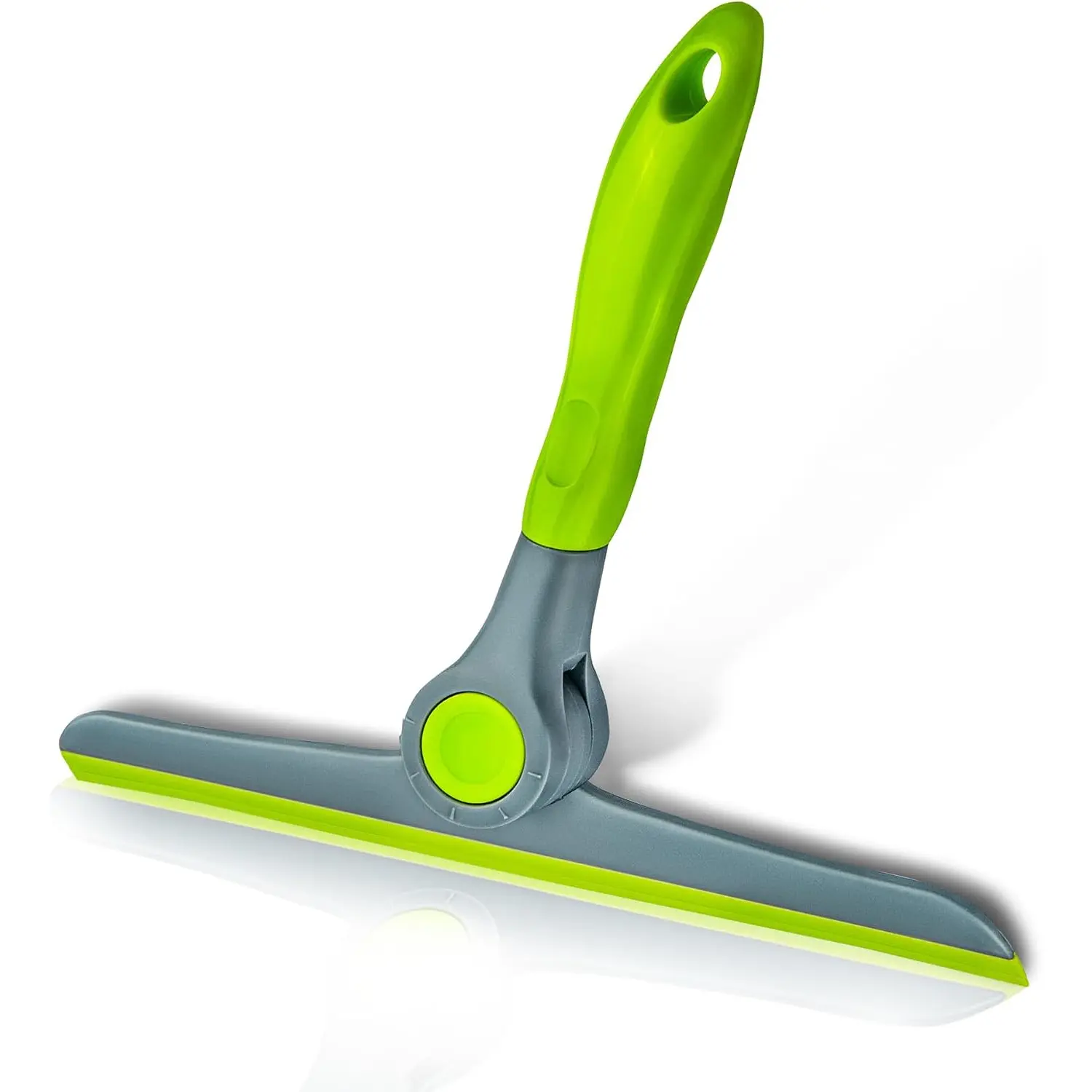 Green and gray window cleaning squeegees, handheld squeegees suitable for glass doors, windows, car windshields, and more.