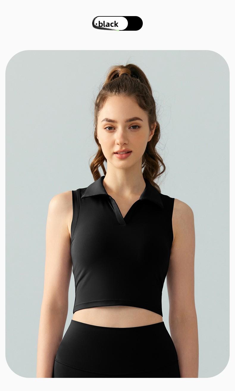 High-neck yoga top for women, sleeveless, slim-fit, breathable, suitable for outdoor running and fitness, sports vest with chest pads