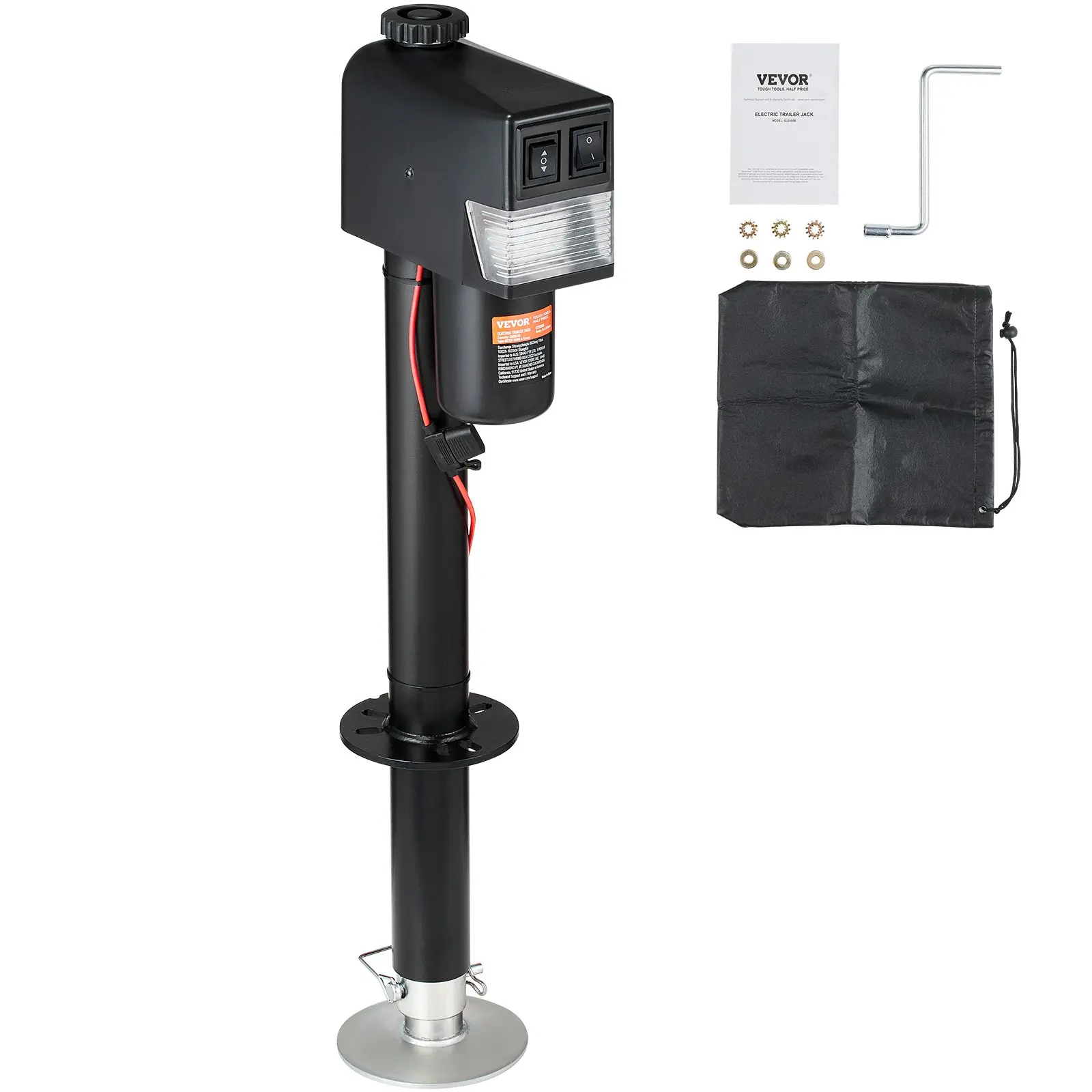 【Summerfinds】VEVOR Electric Trailer Jack, Power Tongue Jack Weight Capacity 3500 lbs, 9.84"-33.85" Electric Tongue Jack with Waterproof Cover for Lifting RV Trailer, Horse Trailer, Utility Trailer, Yacht Trailer