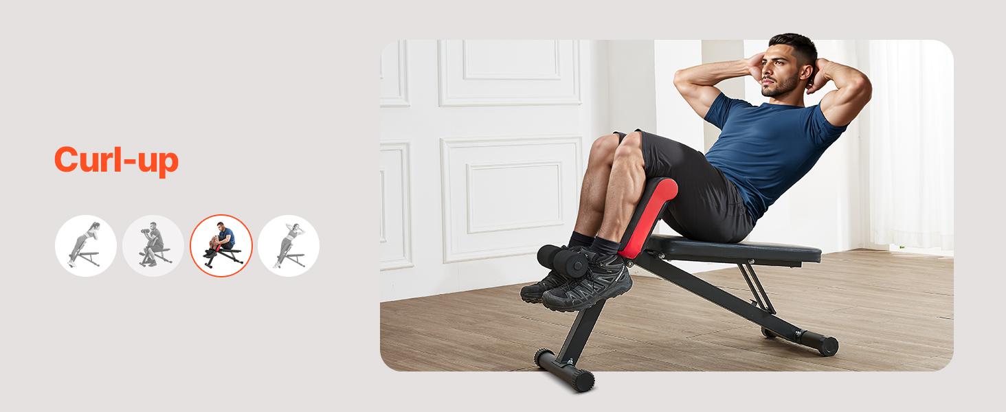 VEVOR Multi-Functional Weight Bench for Full Body Workout, Roman Chair Hyperextension Bench, 330 lbs Adjustable & Foldable Equipment for Back Arm Core Ab Workout, Sit Up Exercise Machine for Home Gym