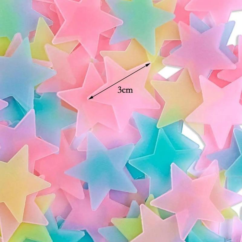Glow in The Dark Stars for Ceiling, 2‑Piece Luminous Star and Moon Wall Stickers for Kids Bedroom & Nursery Décor, Multi‑Color Glowing Room Decorations, Easy Peel & Stick (Multicolor)