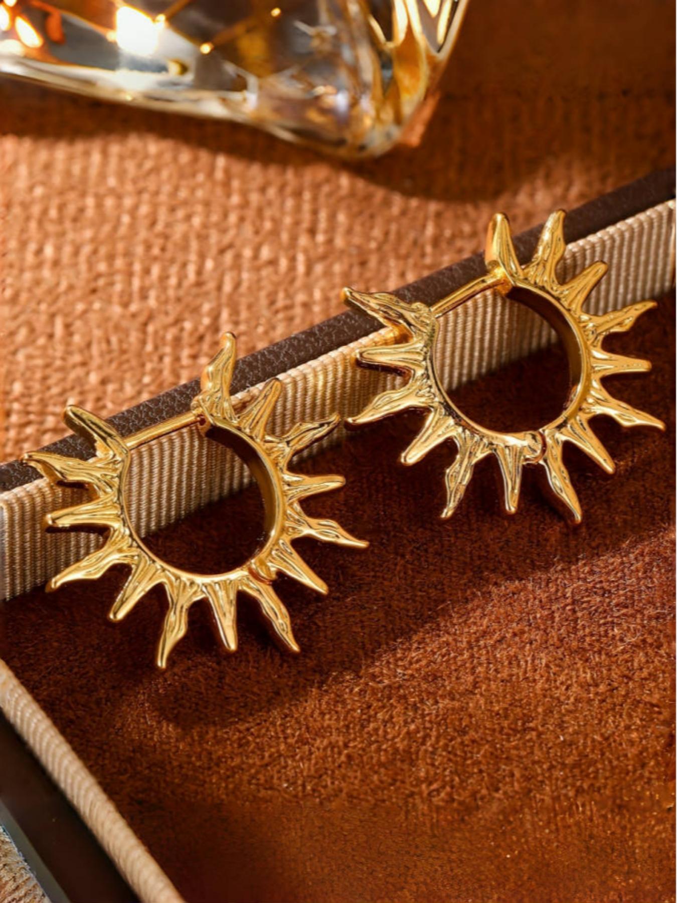 Bohemian Style Beach Inspired Sunflower Earrings, Unisex Daily & Vacation Jewelry, Boho Style Jewelry, Affordable Holiday Gift, All-Season Wear, Elegant Craftsmanship, Fruit Veggie Earrings