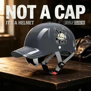 VintageBaseballCapBrimMotorcycleHelmetHiddenSunshadeLensLightweightComfortableHalfHelmetfo ElectricScooterCommuting