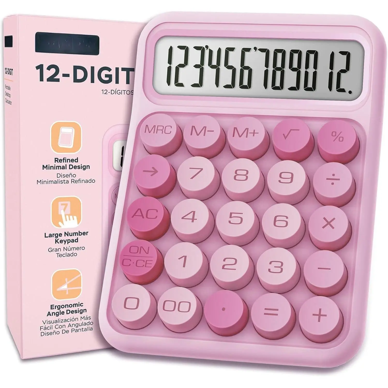 Mechanical  Calculator,  Calculator with 12 Digit Large LCD Display & Big Buttons for Office Desk, Classroom Math,  to School Supplies, Cute Aesthetic Desk Accessories