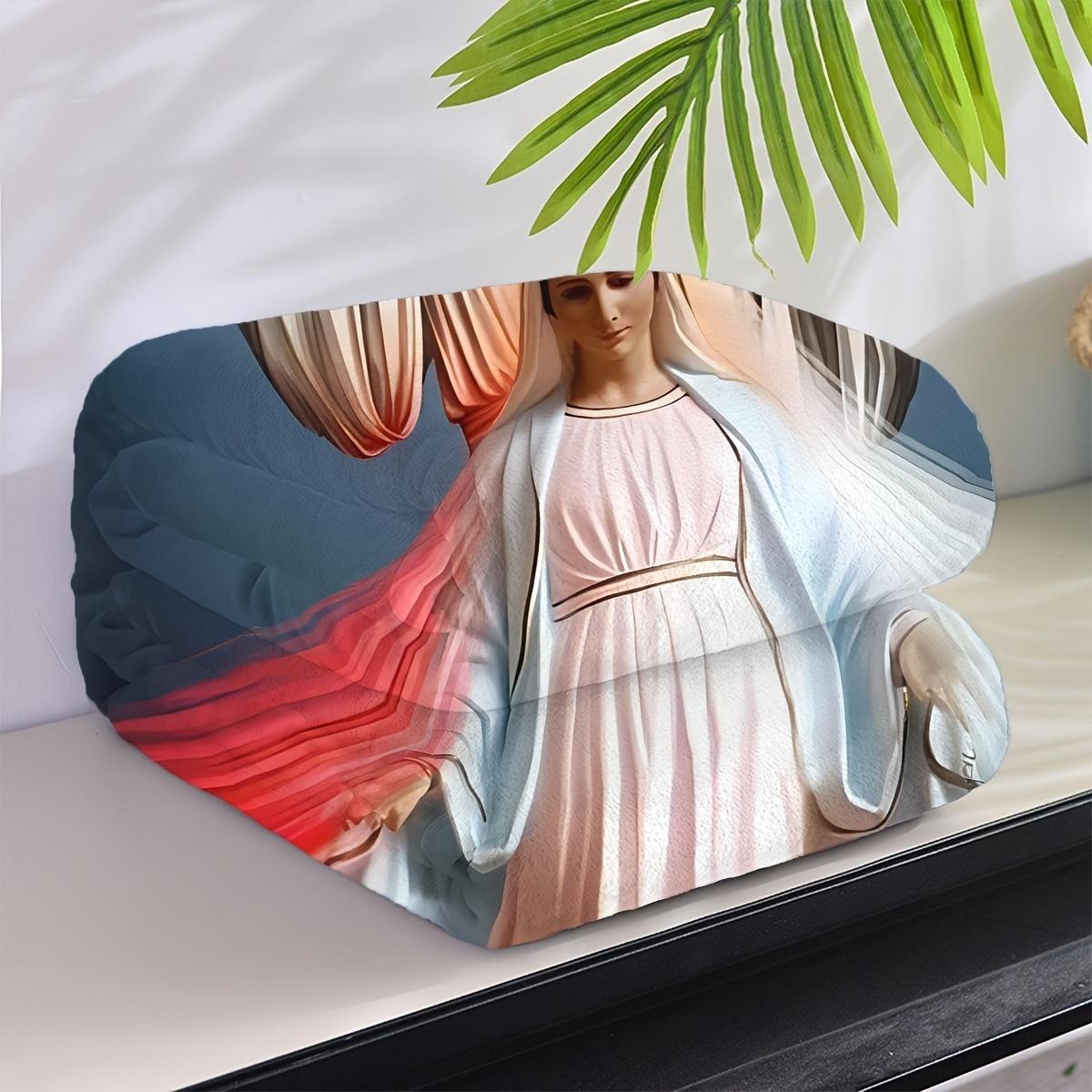 Contemporary Religious Flannel Print Throw Blanket - Machine Washable, All-Season Multi-Color Jesus and Virgin Mary Design, Multipurpose Gift for Faith Believers