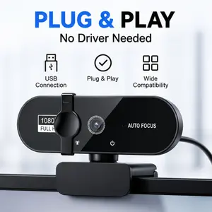 4K/1080P Ultra HD Network Camera with Privacy Cover, USB Plug & Play Webcam, Auto Focus, Auto Exposure, 360 Rotation for Laptop/Desktop Compatibility
