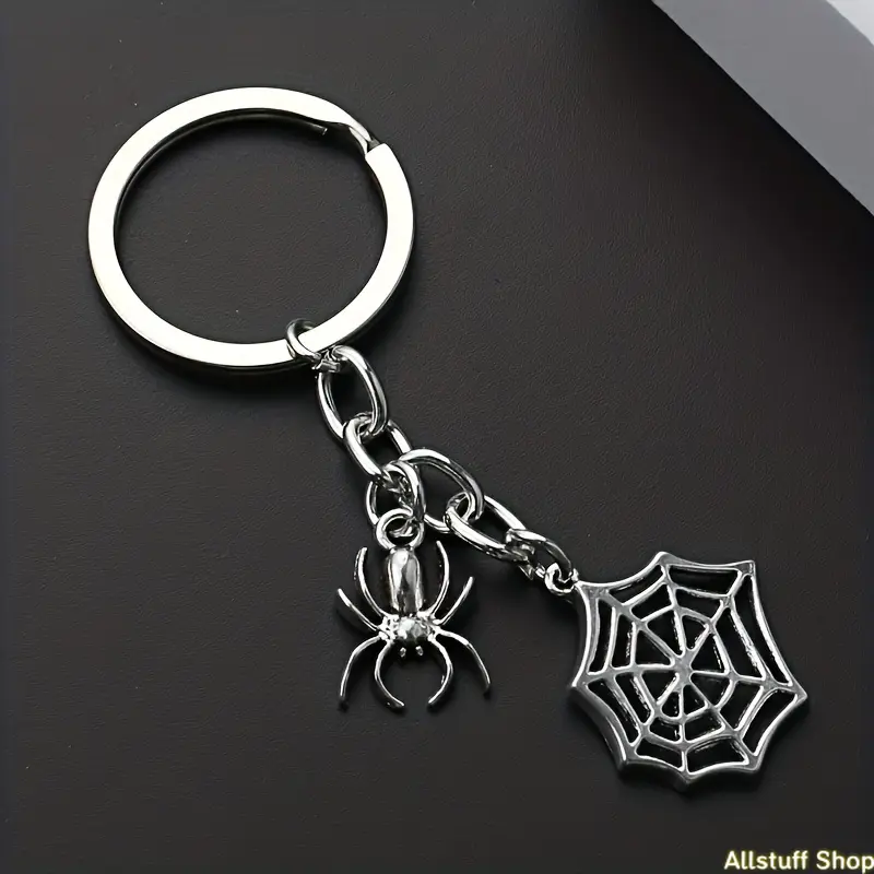 1/2pcs punk style spider web keychain, suitable for cars and bags, funny gifts, Halloween gifts, accessories