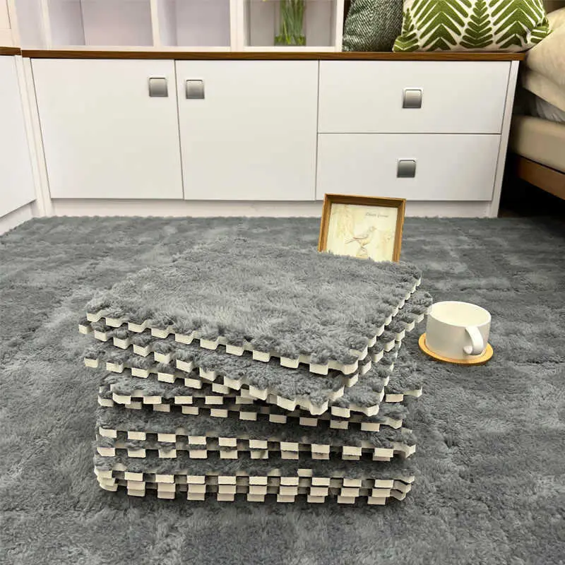Light luxury solid color spliced floor mat for living room, home use, full coverage, dirt-resistant, easy to maintain, mix-and-match floor mat