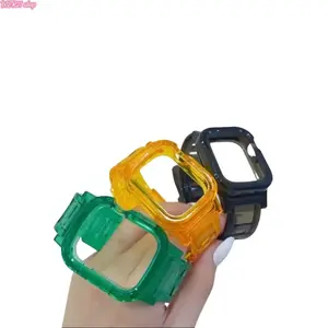2026Candy Color All-in-1 Apple Watch Strap - Glacier Transparent Band with Protective Case, Stylish Wearable Tech Accessories for Apple Watch 2-7 & SE, Daily Casual Sports Wristband (Strap Only)