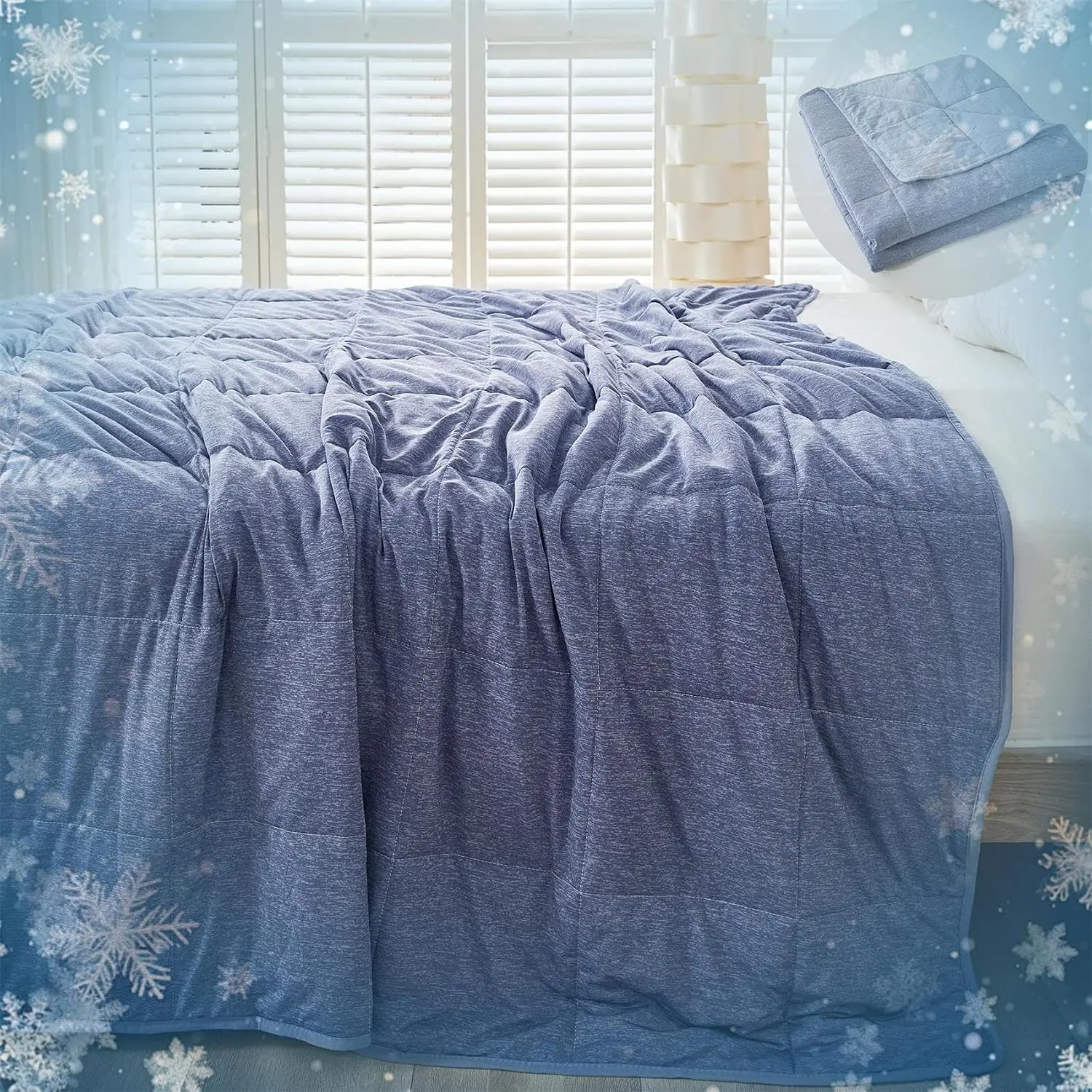 Cooling Coverlet Blanket Set for Hot Sleepers,Ultra-Soft Lightweight Microfiber Quilt,Cool Breathable Summer Bedding,Reversible Bedspread for Couch/Travel for Night Sweats (Blue,)