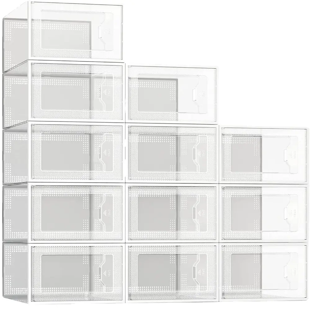 12 transparent shoe box storage box drawer plastic shoe rack transparent shoe cabinet Internet celebrity shoe storage artifact