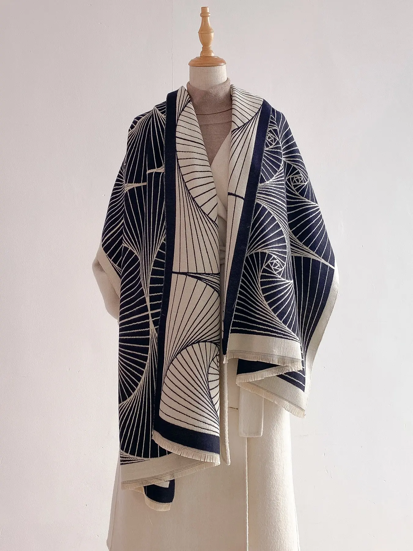 Women's Fall Winter Warm Elegant Fashion Shawl, Double-Sided Full Print Imitation Cashmere Scarf, Casual Daily Wear Wrap, Soft Warm Shawl