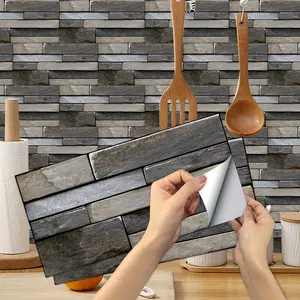 Stone Pattern Wall Sticker, Self Adhesive Wall Tile Sticker, Waterproof & Oil-proof Wall Decal for Kitchen & Bathroom & Laundry Room