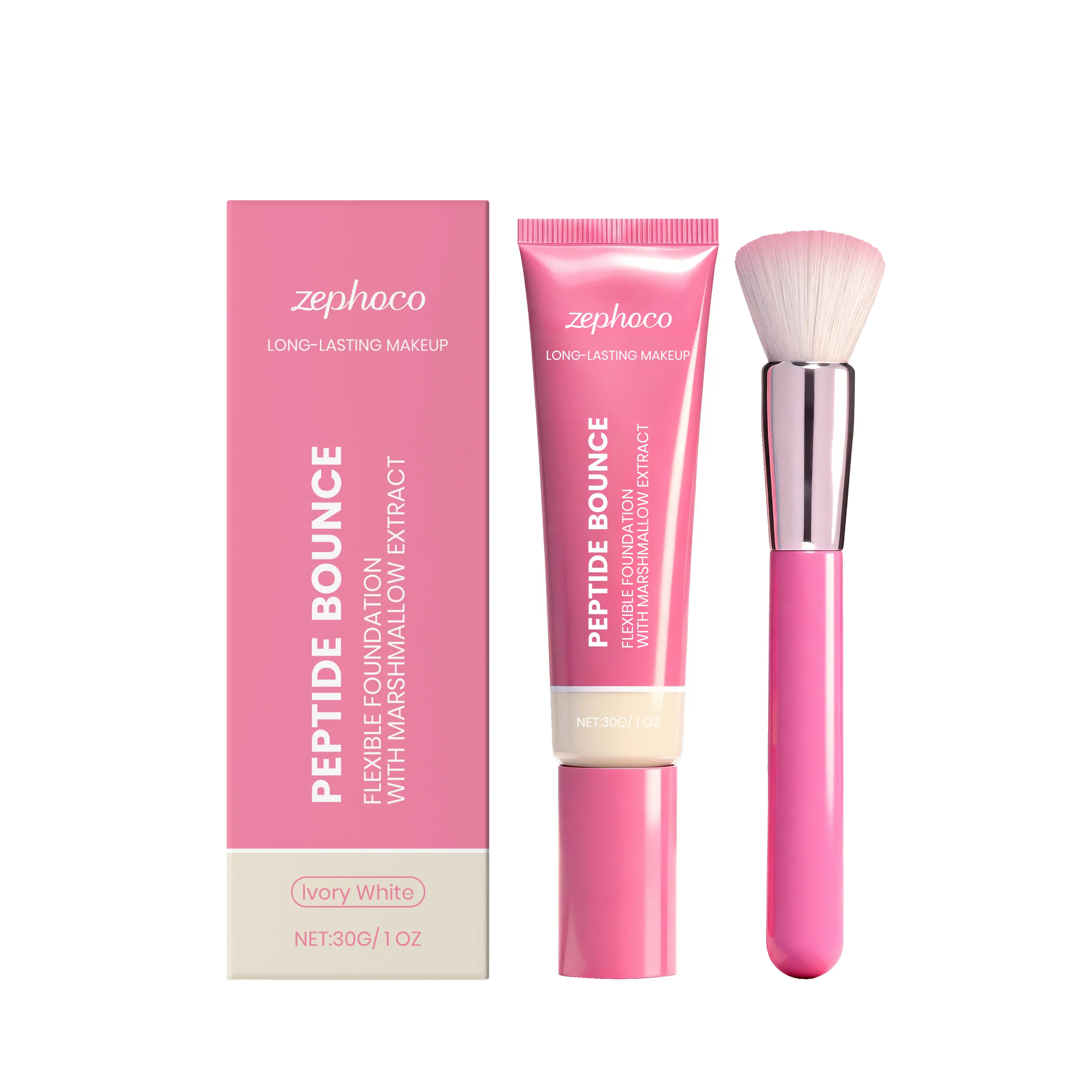 Zephoco Lightweight Long-Wear Foundation (Ivory)（Natural Shade） – Hydrating, Natural, Smudge-Proof, Matte, Sheer & Breathable Concealing Foundation