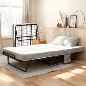 Folding Bed with 6" Memory Foam Mattress – Rollaway Bed for Adults, Portable Foldable Guest Bed with Sturdy Steel Frame & Wheels for Apartment, RV, Dorm & Overnight Visitors