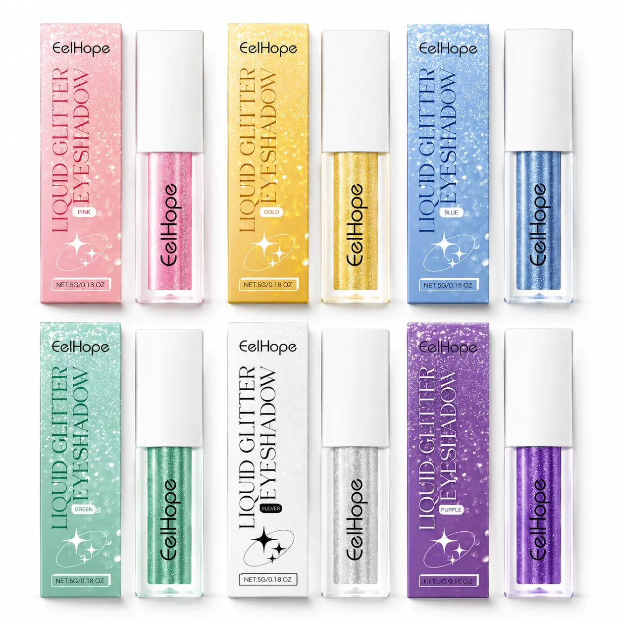 Flawless Shimmery Liquid Eyeshadow - High-Pigmented Metallic Glitter Cosmetic, Hydrating Gentle Quick-Dry Smudge-Proof Long-Wear Festival Makeup Topper for Radiance Boost, Blend
