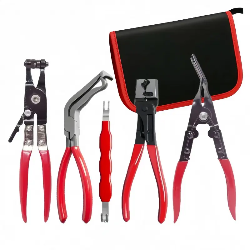 5PCS Professional Hose Clamp Pliers Set for Automotive Repair , Flexible Cable Fuel Line Removal Tool Kit ,Radiator, AC & Coolant Hose Clamp Removal Tool, Auto Clip Pliers