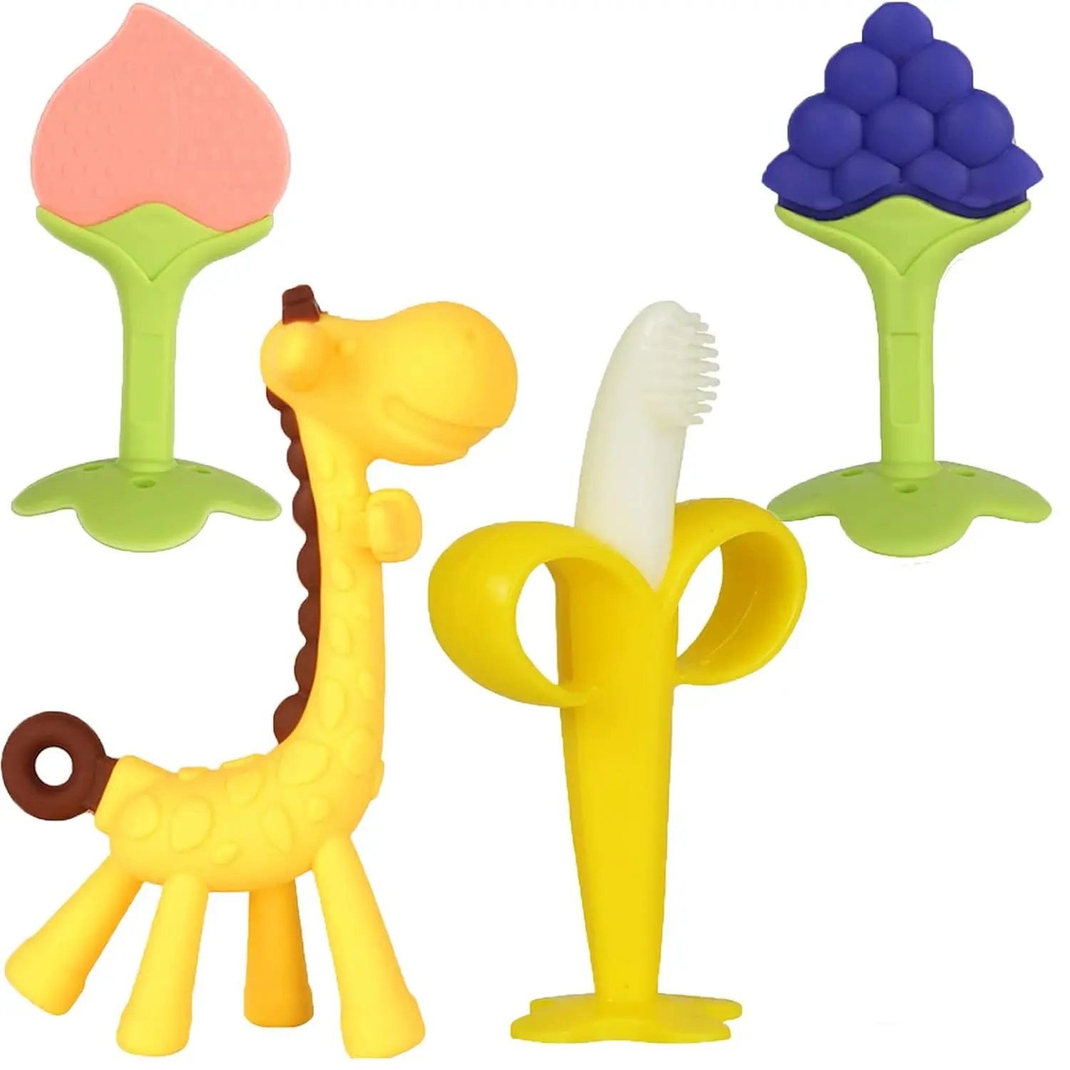 Baby Teething Toys 3-6 Months, Baby Chew Teether Freezer BPA Free, Babies Teething Relief  Infants, Banana Toothbrush, Fruit Shape Giraffe Newborn Teether Gift  Baby Boy and Girl