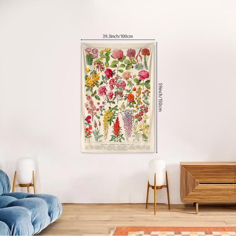 1 Piece Floral Wall Tapestry, Home Decor Hanging Aesthetic Bohemian Wall Hanging Tapestry, Wall Art Decoration for Living Room Dorm Bedroom Decor, Flower Pattern Tapestry