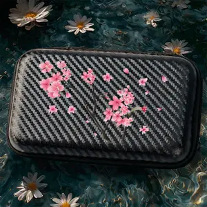 Pink flower fashionable printed pattern compact storage bag | Sturdy hard shell electronic accessory storage - Durable design, suitable for headphones, hard drives, and cables - Portable protective travel bag