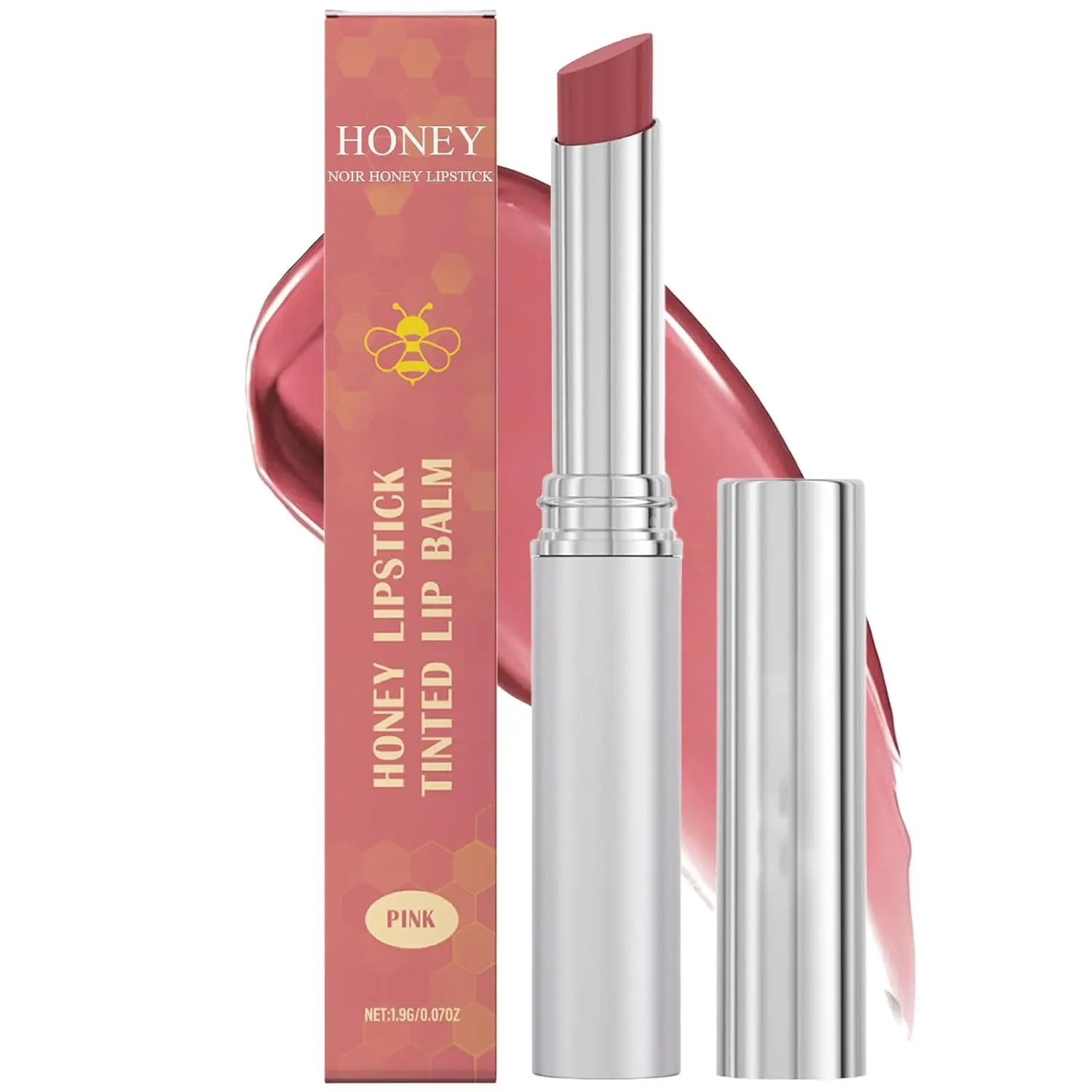 Honey Lipstick Tinted Lip Balm, Hydrating Lip Balm with Natural Honey Extract, Sheer Color Lip Tint, Nourishing Repair for Dry Chapped Lips