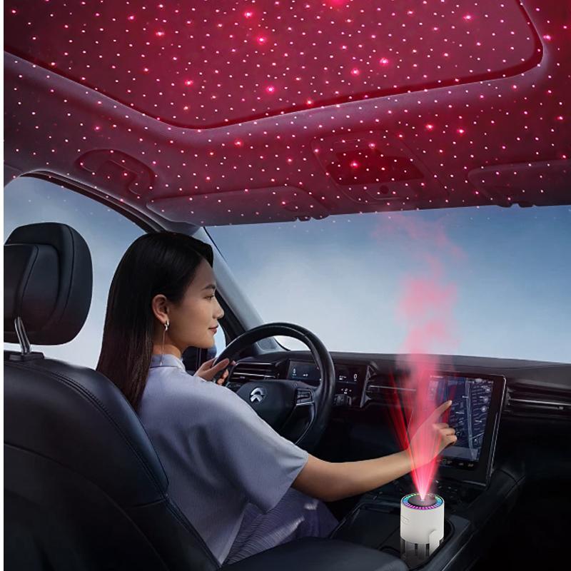 USB Powered Starry Sky Projector Cool Mist Humidifier, 1 Count Rotatable Car Air Humidifier, Household Air Humidifier for Home & Car Use