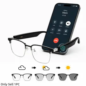 Photochromic Lens Bluetooth Smart Glasses for Men Women, Open-Ear Audio Sunglasses, Touch Control, Magnetic, Hands-Free Calling, Music Playback, UV400 & Blue Light Protection, Wireless Smart Eyewear for Driving Cycling Running