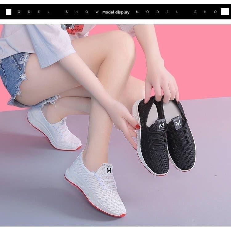 Mesler Summer White Sneakers for Women, Mesh Sports Shoes, Ladies' Shoes, Nurse Shoes, Home Summer Mesh Shoes, Women's Hollow Breathable Shoes