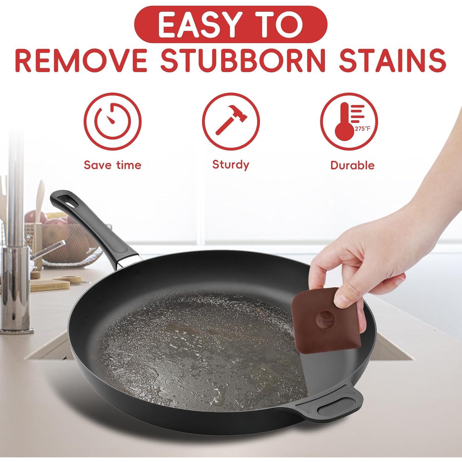 Pan Scraper, 5 count Pot Scraper, Pan Scraper Plastic, Multifunctional Scraper Tool for Kitchen, Non-Slip,  Safe, High Heat Resistant