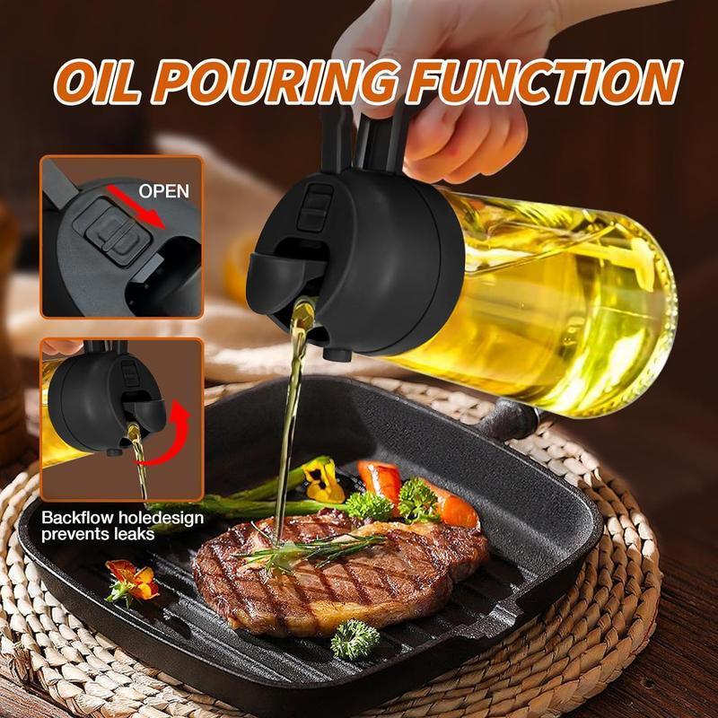 2 in 1 Oil Dispenser, 1 Count Multifunctional Oil Bottle with Spray, Kitchen Oil Dispenser, Oil Sprayer for Food Cooking, Baking, Frying, Barbecue, Olive Oil Sprayer, Cooking Oil Container, Kitchen Gadgets, Kitchenware