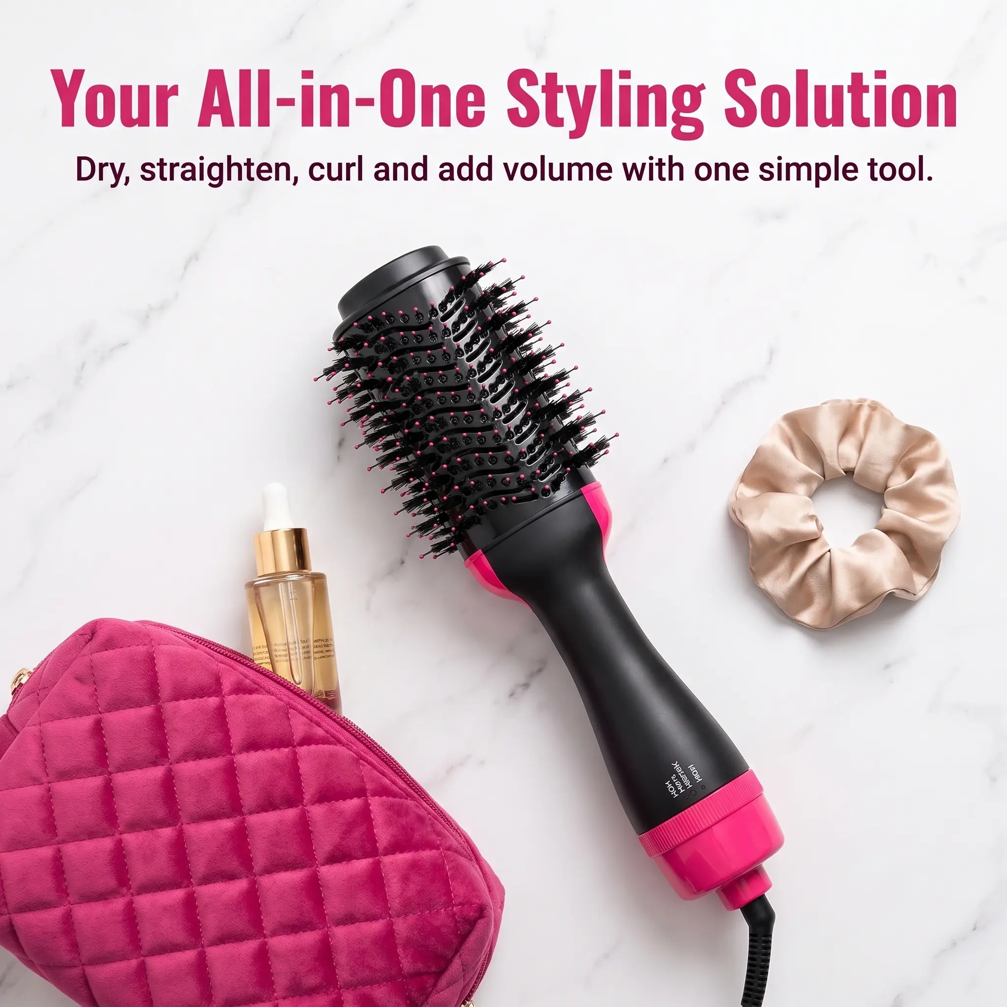 Professional One Step Hot Air Hair Dryer Brush, Negative Ionic Blow Dry Styling Tool, Fast Heat Hair Styler Comb for Drying, Straightening, Curling & Root Volumizing, Salon Grade Appliance for All Hair Types