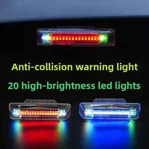Solar Powered Car Motorcycle Anti-Tail Light Flashing Warning Lamp High Brightness LED Flashlight Vehicle Anti-Theft Security Light