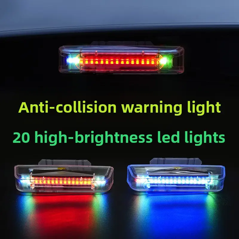 Solar Powered Car Motorcycle Anti-Tail Light Flashing Warning Lamp High Brightness LED Flashlight Vehicle Anti-Theft Security Light