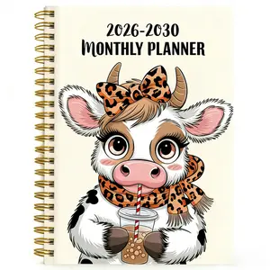 2026-2030 Monthly Planner/Calendar - January 2026 to December 2030, 5-Year Monthly Planner Notebook, Cartoon Highland Cow Cover Design Diary, Yearly Calendar Planning, Monthly Tabs, 60-Month Calendar, 5.5 x 8.3 inches, Thick Paper, Elastic Cover, Durable
