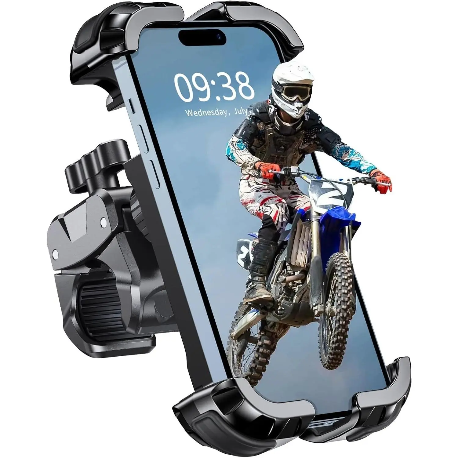 2026  Phone Mount Holder with Quick Install Clamp,  Grip & Anti-Drop  Phone Holder for /ATV/Scooter Handlebar, 1S  Lock Fits for / 4.7-6.8"