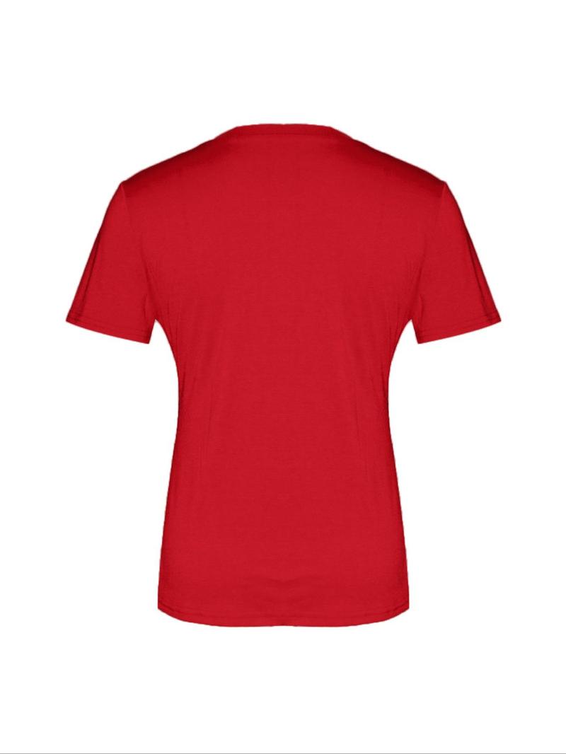 Women's Letter & Camo Print Round Neck Tee, Trendy Casual Graphic Short Sleeve T-Shirt for Daily Wear, Ladies Summer Outfit