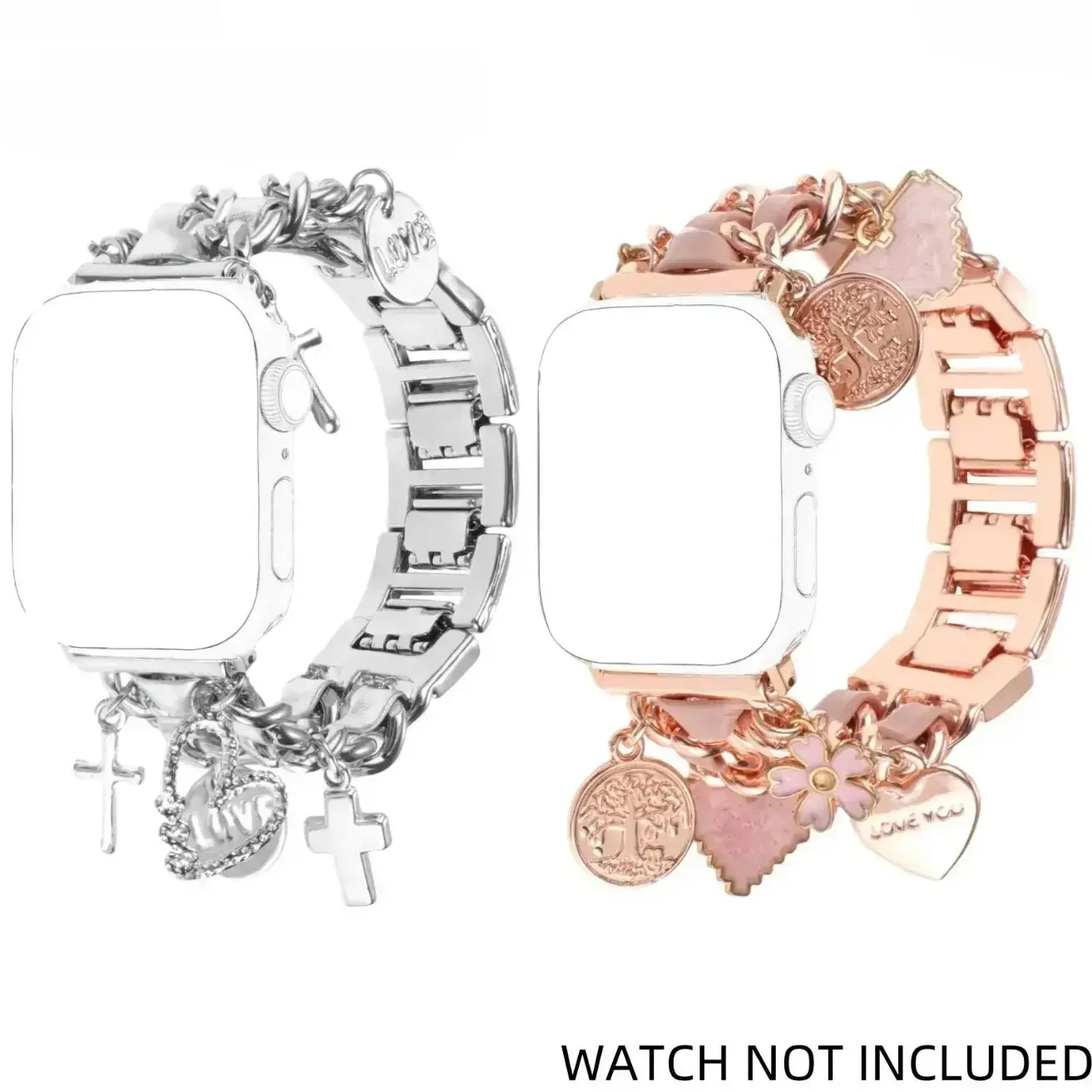 Fashion Pendant-Embellished Apple Watch Band for Women, Adjustable Unique Charm Strap Compatible with Series 10/9/8/7/6/5/4/3/2/SE/Ultra (38-49mm)