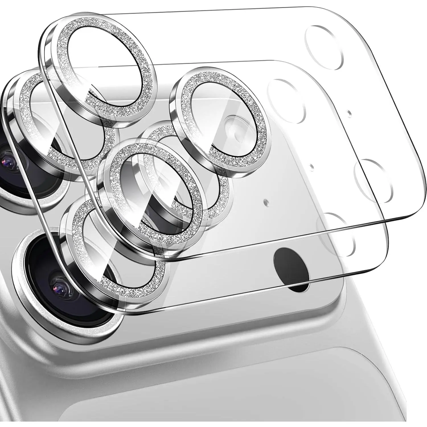 2 Pack for  17 Pro Max Camera Lens Protector,Bling Tempered Glass 9 Hardness,Anti-Scratch  Camera Screen Protector ()
